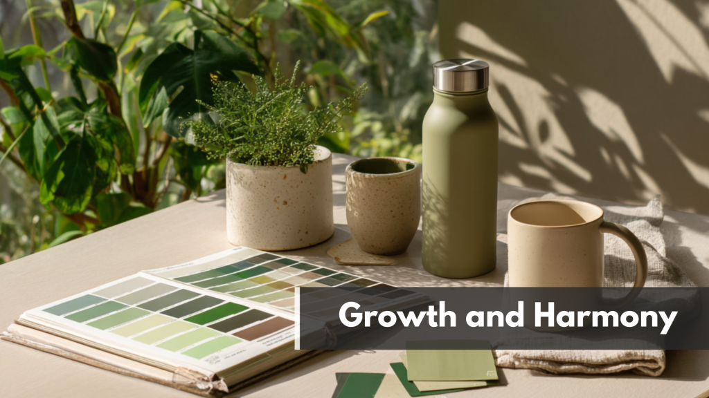 Eco-friendly workspace with green color swatches and natural light