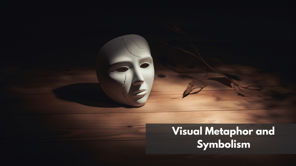 Cracked white mask on wooden floor under dramatic lighting—visual metaphor for identity and symbolism in storytelling.