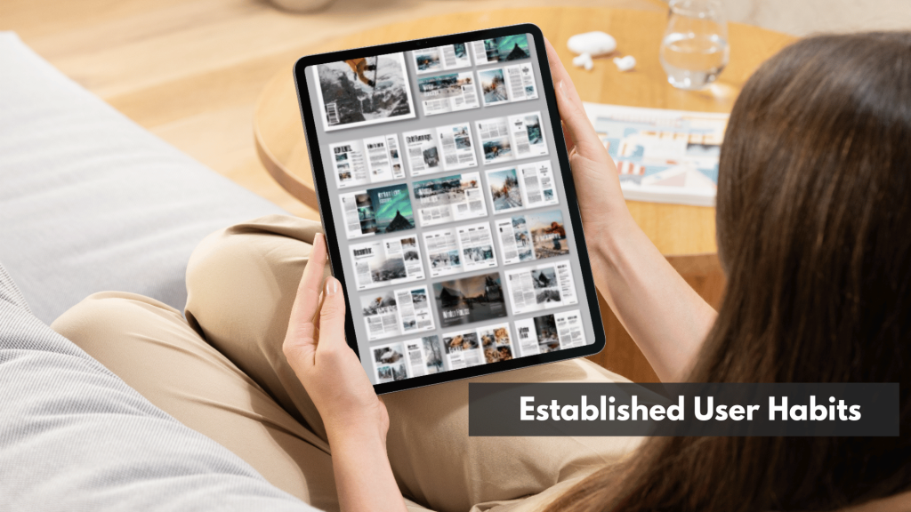 A woman browsing different Pin layouts in her tablet