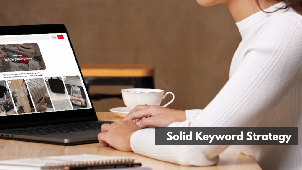 A woman browsing Pinterest through her laptop