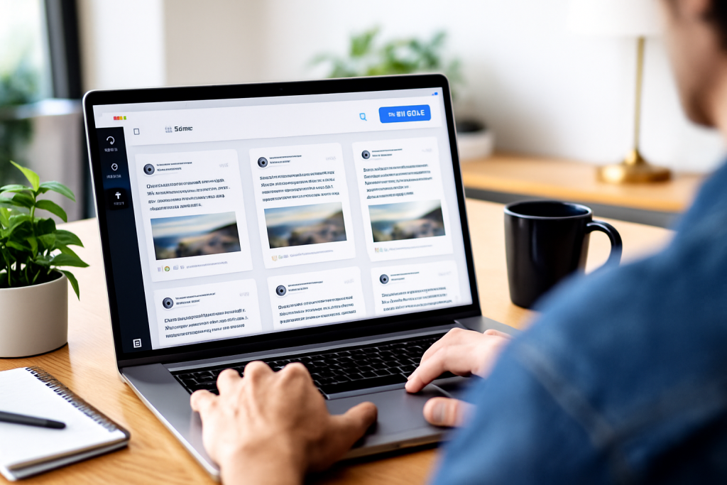 Person working on a laptop viewing email marketing dashboard, representing the importance of building an email list for digital growth.
